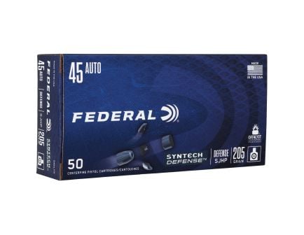 Federal Syntech Defense .45 ACP Ammunition, 50 Rounds JHP 205Gr - S45SJT2