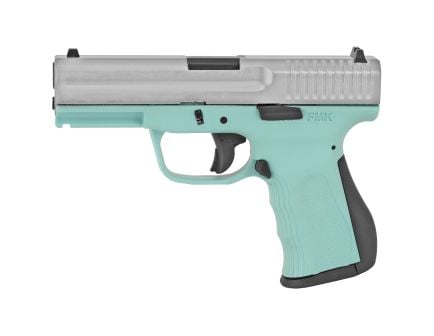 FMK 9C1 9mm Pistol, 4" Barrel, Fixed Sights, Robins Egg Blue, Silver - FMKG9C1G2TBSS