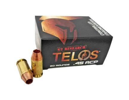 G2 Research Telos .45 ACP Ammunition, 20 Rounds Solid Copper 160Gr - G00629