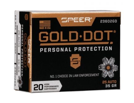 Speer Gold Dot Personal Protection .25 ACP 35 gr GDHP 20 Rounds Ammunition - 23602GD