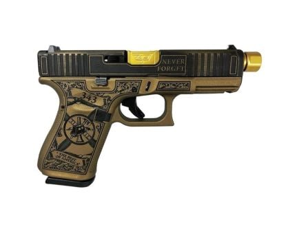 Glock G19 Gen 5 Custom 9/11 Tribute Compact 9mm 4.60" 15rds, 9/11 Tribute Gold