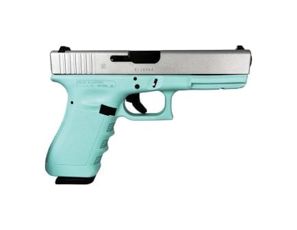 Glock G17 Gen 3 Custom Robin's Egg Blue/Crushed Silver Standard 9mm 4.49" 17rds, Robin's Egg Blue