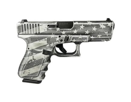 Glock G19 Gen 3 Custom USA Flag Distressed Gray Compact 9mm 4.02" 15rds, USA Flag Gray
