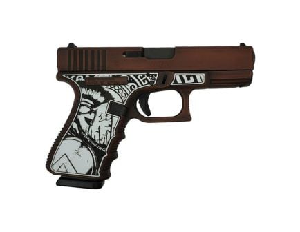 Glock G19 Gen 3 Custom Spartan Engraved Distressed Bronze Compact 9mm 4.02" 15rds, Bronze
