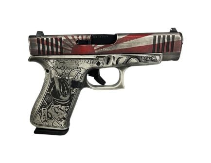 Glock G48 Gen 5 Custom Rising Sun Bushido Battle Worn Compact 9mm 4.17" 10rds, Battleworn