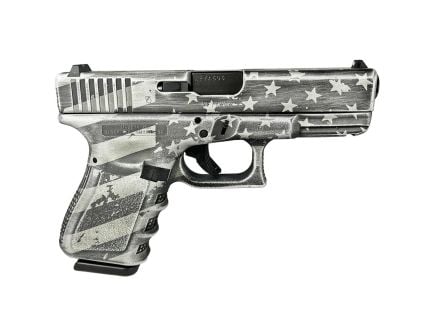 Glock G19 Gen 3 Custom USA Flag Distressed Gray Compact 9mm 4.02" 15rds, Gray