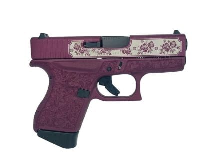 Glock G43 Custom Black Cherry Roses vs Paisley Subcompact 9mm 3.41" 6rds, Black Cherry