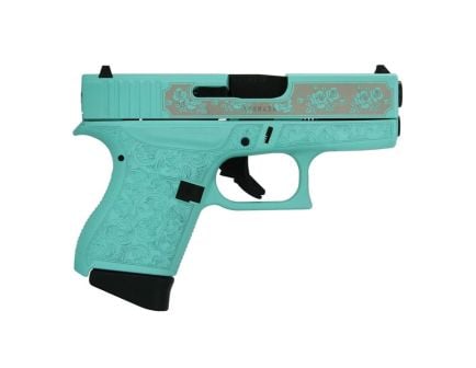 Glock G43 Gen 4 Custom Robin's Egg Blue Glock & Roses Subcompact 9mm 3.41" 6rds, Robin's Egg Blue