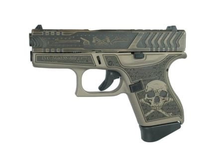 Glock G43 Gen 4 Custom Revolution Engraved Colonial Brown Subcompact 9mm 3.41" 6rds, Colonial Brown