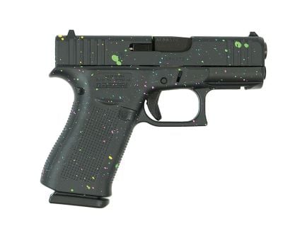 Glock G43X Multi-Color Paint Splatter Subcompact 9mm 3.41" 10rds, Black