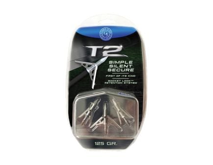 G5 Outdoors T2 125 gr Ballistic Match Point Practice 2-Blade Expandable Broadhead, Gray Pack of 3