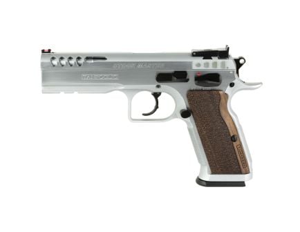 Tanfoglio Stock 10mm Pistol, 4.75" Barrel, Adjustable Sights, Silver - TFSTOCKM10