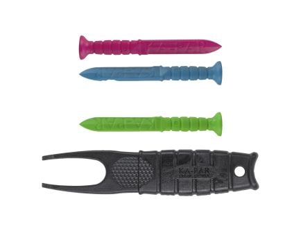 KABAR KA-PAR Golf Tool, Includes 4 Golf Tees and Divot Tool, Plastic, Black