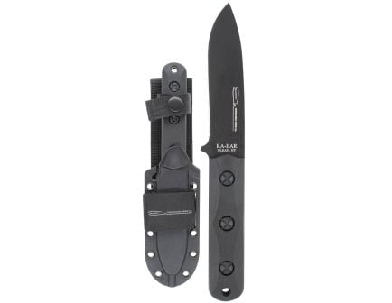 KA-BAR EK Short Clip Point 5.0625" Drop Point Fixed Blade Knife, Black - EK51