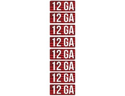 MTM Case Gard 12 Gauge 2.25" L Ammo Caliber Label, Red/White Pack of 8