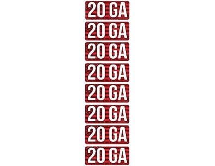 MTM Case Gard 20 Gauge 2.25" L Ammo Caliber Label, Red/White Pack of 8