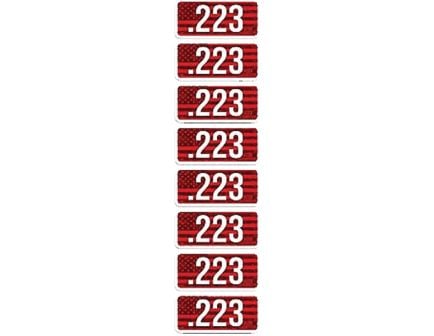 MTM Case Gard .223 Cal 2.25" L Ammo Caliber Label, Red/White Pack of 8