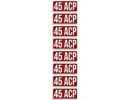 MTM Case Gard .45 ACP 2.25" L Ammo Caliber Label, Red/White Pack of 8