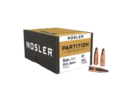 Nosler Partition 6mm JFB Rifle Bullet, 85 gr 0.243" 50rds