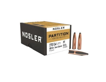 Nosler Partition .270 Cal JFB Rifle Bullet, 160 gr 0.277" 50rds