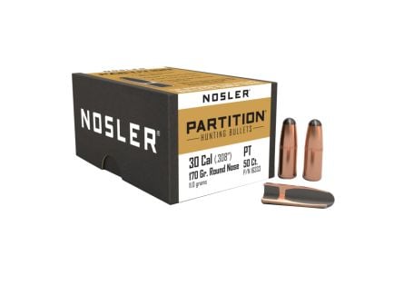 Nosler Partition .30 Cal JFB RN Rifle Bullet, 170 gr 0.308" 50rds