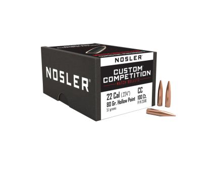 Nosler Custom Competition .22 Cal JHPBT Rifle Bullet, 80 gr 0.224" 100rds