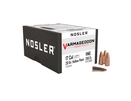 Nosler Varmageddon .17 Cal JHP FB Rifle Bullet, 20 gr 0.172" 250rds
