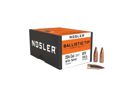 Nosler Ballistic Tip Varmint .204 Cal JBTBT Rifle Bullet, 40 gr 0.204" 250rds
