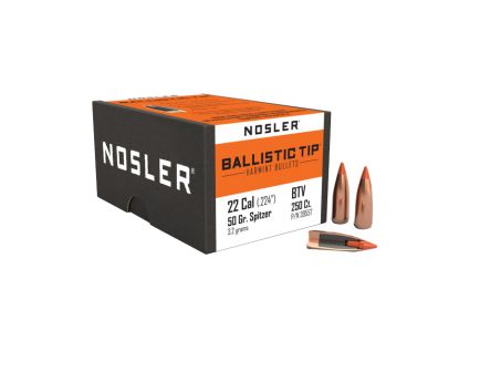 Nosler Ballistic Tip Varmint .22 Cal JBTBT Rifle Bullet, 50 gr 0.224" 250rds