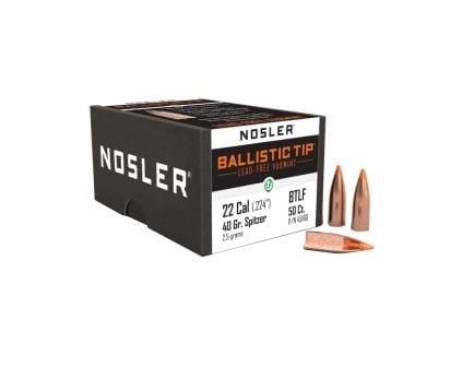 Nosler Ballistic Tip Lead-Free .22 Cal BTCJ Rifle Bullet, 40 gr 0.224" 100rds