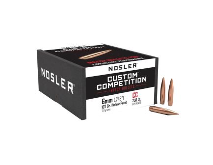 Nosler Custom Competition 6mm JHPBT Rifle Bullet, 107 gr 0.243" 250rds
