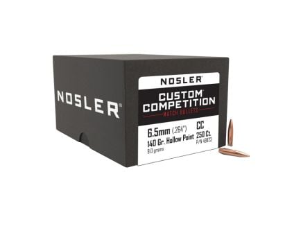 Nosler Custom Competition 6.5mm JHPBT Rifle Bullet, 140 gr 0.264" 250rds