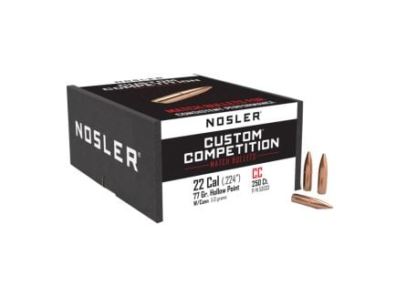 Nosler Custom Competition .22 Cal JHPBT Rifle Bullet, 77 gr 0.224" 250rds