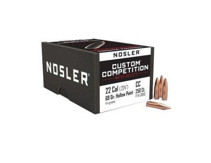Nosler Custom Competition .22 Cal JHPBT Rifle Bullet, 69 gr 0.224" 250rds