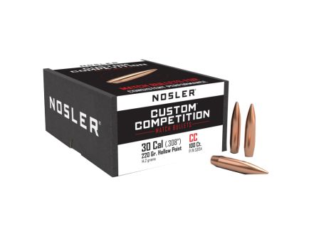 Nosler Custom Competition .30 Cal JHPBT Rifle Bullet, 220 gr 0.308" 100rds