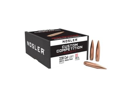 Nosler Custom Competition .338 Cal JHPBT Rifle Bullet, 300 gr 0.338" 100rds