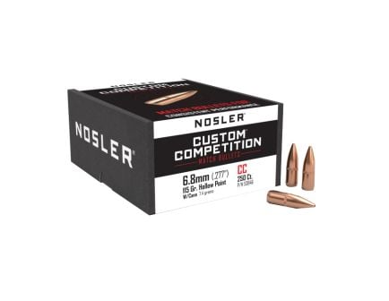Nosler Custom Competition 6.8mm JHPBT Rifle Bullet, 115 gr 0.277" 250rds
