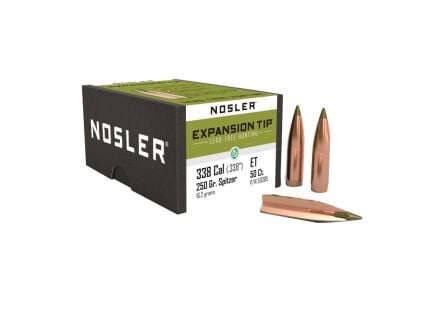 Nosler Expansion Tip .338 Cal CBTPT Bullet, 250 gr 0.338" 50rds