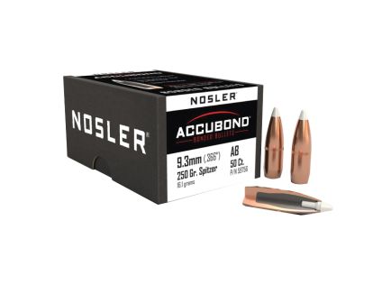 Nosler AccuBond 9.3mm JBTPT Rifle Bullet, 250 gr 0.366" 50rds