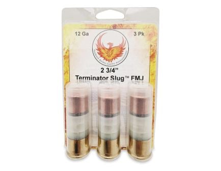 Phoenix Rising Terminator 12 Gauge FMJ Shotshell Slug, 515 gr 3rds