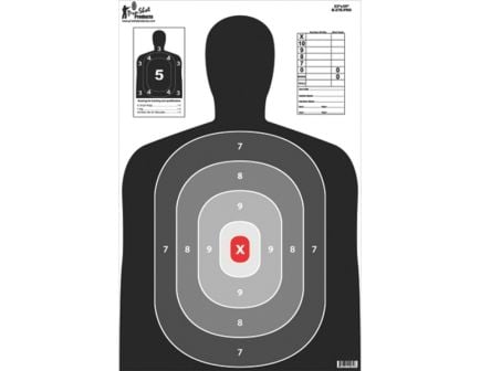 ProShot B27-E Silhouette Target w/Pro Red Center, Black
