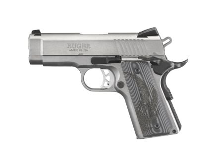Ruger .45 ACP 1911 Pistol, 3.6" Barrel, Drift Adjustable Novak 3 Dot Sights, Silver - 6762