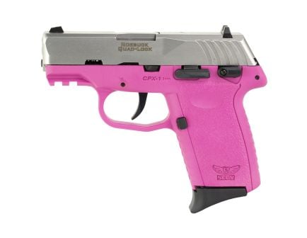 SCCY CPX-1 Gen 3 9mm Pistol, 3.1" Barrel, 3 Dot Sights, Pink, Silver - CPX1TTPKG3