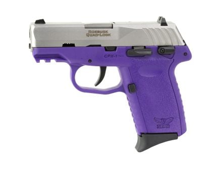 SCCY CPX-1 Gen 3 9mm Pistol, 3.1" Barrel, 3 Dot Sights, Purple, Silver - CPX1TTPUG3