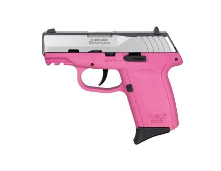 SCCY CPX-2 Gen 3 9mm Pistol, 3.1" Barrel, 3 Dot Sights, Pink, Silver - CPX2TTPKG3