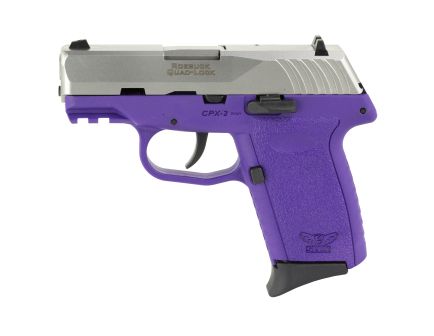SCCY CPX-2 Gen 3 9mm Pistol, 3.1" Barrel, 3 Dot Sights, Purple, Silver - CPX2TTPUG3