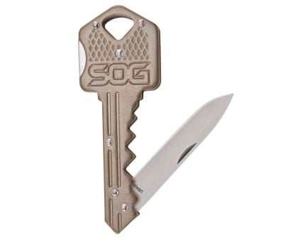 SOG Knives Key Knife 1.5" Drop Point Folding Knife, Silver - SOGKEY102CP
