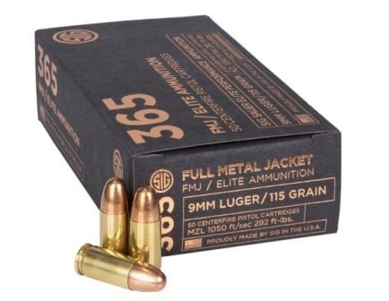 SIG Sauer 365 Elite Ball 9mm Ammo 115 Grain FMJ 50rds