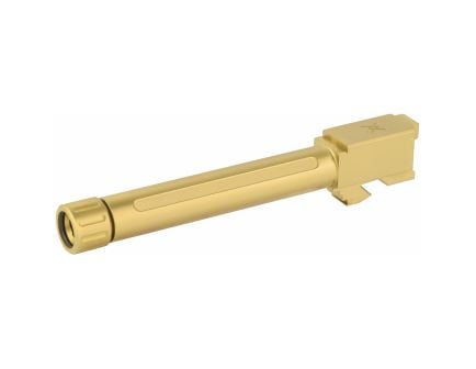 True Precision Barrel, 9mm, Gold, Thread Protector, Threaded, fits Glock 17, Titanium Nitride