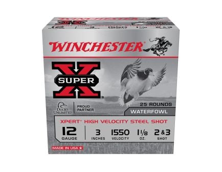 Winchester Super-X 12 Gauge Ammunition, 25 Rounds Steel Shot #2-#3 - WEX12323